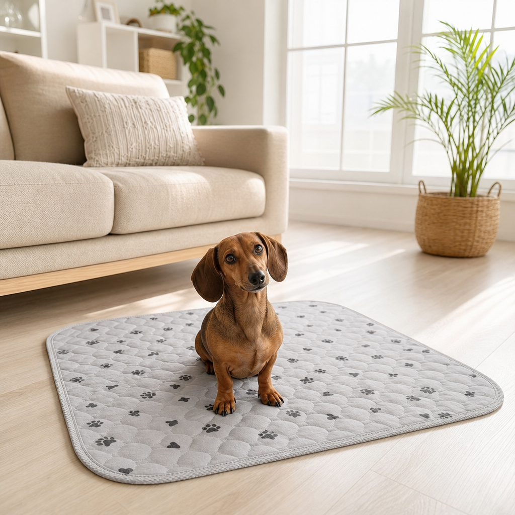 Trockenpfote Hundeunterlage Grau im Wohnzimmer